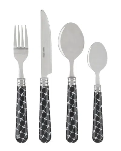 French Home Bistro 16pc Stainless Steel Flatware Set In Black