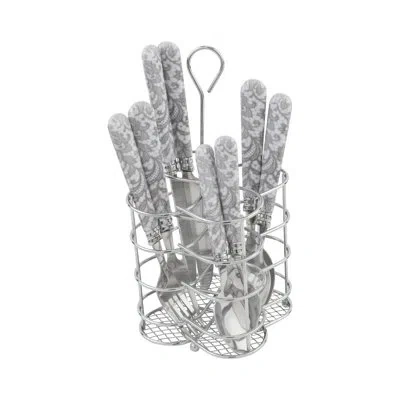 French Home Bistro 16-piece Stainless Steel Flatware Set, Service For 4, Lace Overlay In Silver