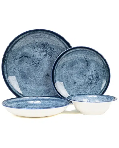 French Home Blue Stone Porcelain 16pc Dinnerware Set