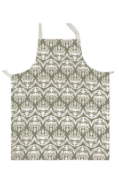 French Home Botanical Apron In Green