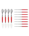 French Home Chopsticks, Laguiole Spoons And Ceramic Rests, Set Of 4 Pairs In Red