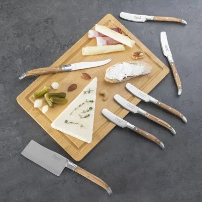 French Home Connoisseur Laguiole 8-piece Cheese Knife, Spreader And Board Set In Multi
