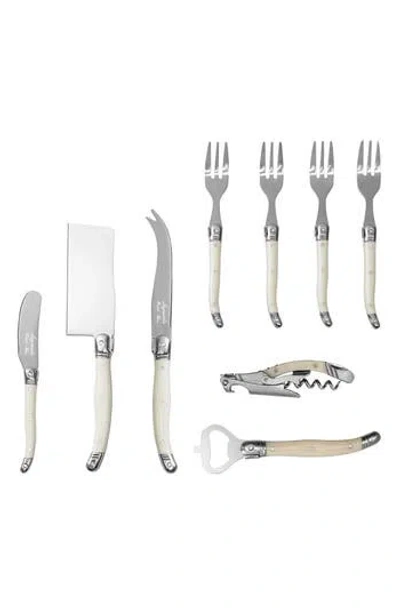 French Home Essential 9-piece Assorted Charcuterie Knife & Fork Set In Faux Ivory