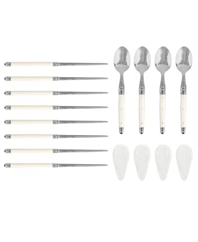 French Home Faux Ivory Chopsticks, Laguiole Spoons And Ceramic Rests, Set Of 4 Pairs