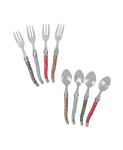 French Home Holly Berry Laguiole 8-piece Dessert Spoons And Fork Set In Multi