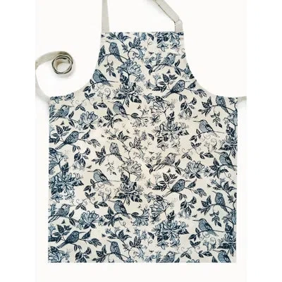 French Home Honeysuckle  Apron In Indigo