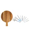 French Home Laguiole 10 Piece Cheese Knives And Spreaders Set With Wood Board In Shades Of Blue