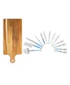 French Home Laguiole 13 Piece Charcuterie Set With Wood Serving Board In Shades Of Blue