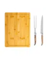 French Home Laguiole Olive Wood Carving Set With Wood Cutting Board In Brown