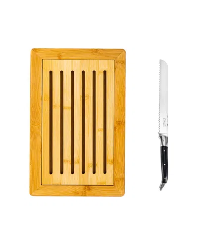 FRENCH HOME LAGUIOLE 2 PIECE PAKKAWOOD BREAD KNIFE WITH BREAD BOARD