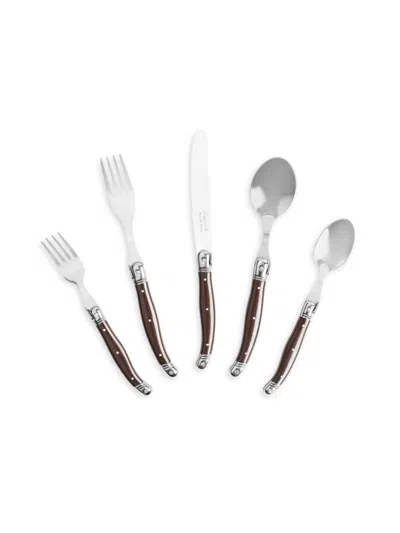 French Home Laguiole 20-piece Stainless Steel Flatware Set In Brown
