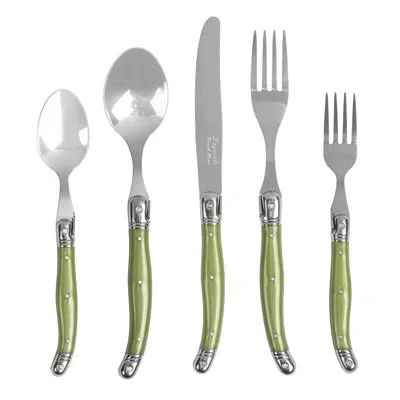 French Home Laguiole 20 Piece Stainless Steel Flatware Set, Service For 4 In Green