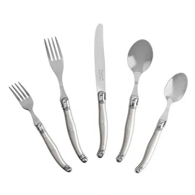 French Home Laguiole 20 Piece Stainless Steel Flatware Set, Service For 4 In Pewter