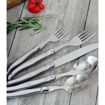 French Home Laguiole 20 Piece Stainless Steel Flatware Set, Service For 4, Stainless-steel Handles.