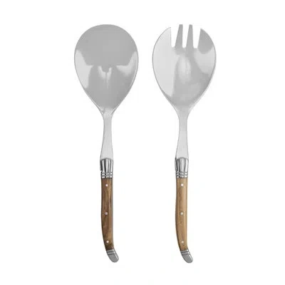 French Home Laguiole 2pc Olive Wood Salad Server Set In Brown