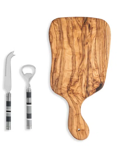 French Home Laguiole 3-piece Serving Board, Bottle Opener, & Cutlery Set In Multi