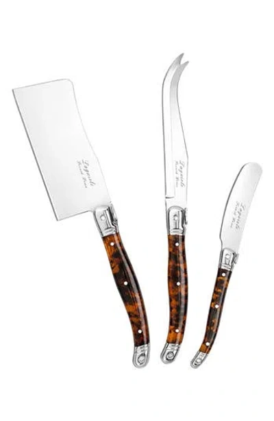 French Home Laguiole 3-piece Cheese Knife Set In Brown