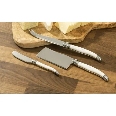 French Home Laguiole 3-piece Cheese Knife Set - Faux Ivory In Gray