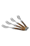 French Home Laguiole 4-piece Cake Fork Set In Brown