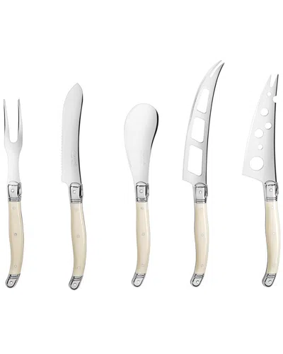 French Home Laguiole 5pc Artisan Cheese Knife Set In White