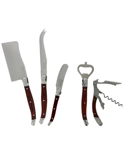 French Home Laguiole 5pc Cheese Knife & Wine In Brown