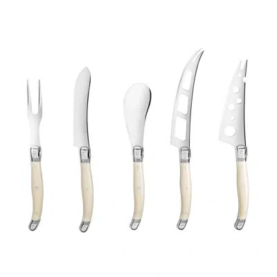 French Home Laguiole 5-piece Artisan Cheese Knife Set With Handles In Ivory