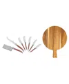 French Home Laguiole 8 Piece Cheese Knives And Spreaders With Pakkawood Handles And Serving Board In Brown