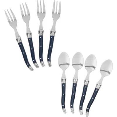 French Home Laguiole 8-piece Dessert Forks & Spoons Set In Blue
