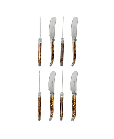 French Home Laguiole 8-piece Tortoise Shell Spreader Set In Orange
