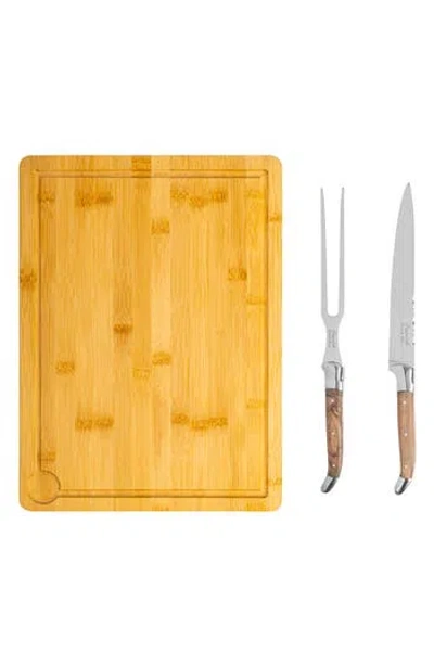French Home Laguiole Carving Board & Tools Set In Olive Wood/brown