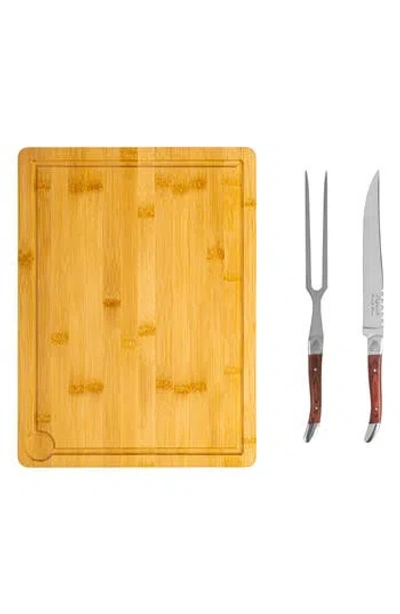 French Home Laguiole Carving Board & Tools Set In Pakkawood/brown