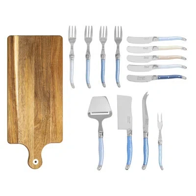 French Home Laguiole Charcuterie Set With Wood Serving Board In Shades Of Blue