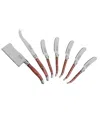 French Home Laguiole Cheese 7-piece Knife And Spreader Set With Handles In Pakkawood,brown