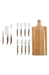French Home Laguiole Cheese Board & Tools Set In Brown