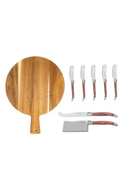 French Home Laguiole Cheese Board & Tools Set In Brown