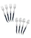 French Home 8pc Laguiole Coffee Spoons & Cake Forks In Blue