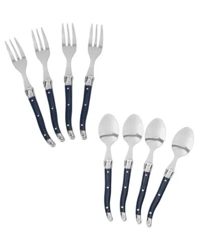 French Home Laguiole Coffee Spoons And Cake Forks, Set Of 8 In Blue
