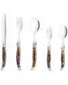 French Home Laguiole Connoisseur 20-piece Flatware Set With Tortoise Handles In Brown