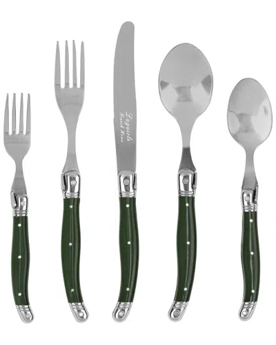French Home Laguiole Connoisseur 20pc 18/10 Stainless Steel Douglas Fir  Flatware Set In Green