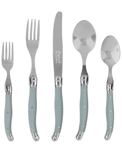 French Home Laguiole Connoisseur 20pc 18/10 Stainless Steel Misty Blue  Flatware Set