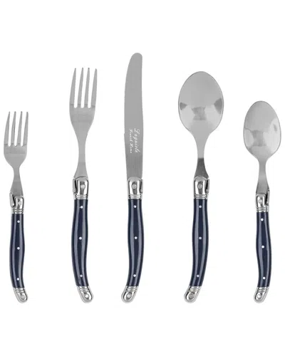 French Home Laguiole Connoisseur 20pc 18/10 Stainless-steel Flatware Set In Blue