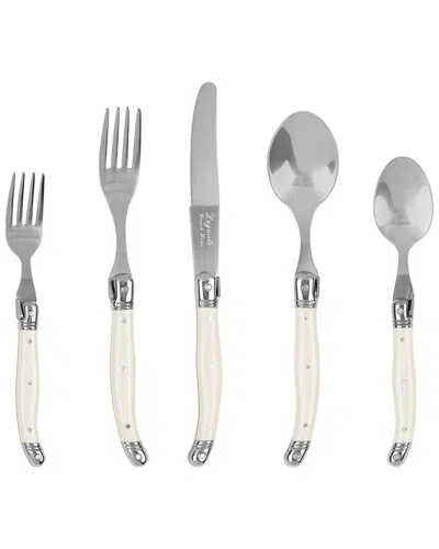 French Home Laguiole Connoisseur 20pc 18/10 Stainless-steel Flatware Set In White