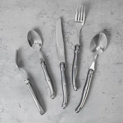French Home Laguiole Connoisseur 20-piece 18/10 Stainless-steel Flatware Set In Silver