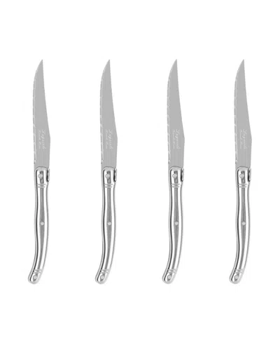 French Home Laguiole Connoisseur 4-piece Steak Knife Set With Handles In Silver