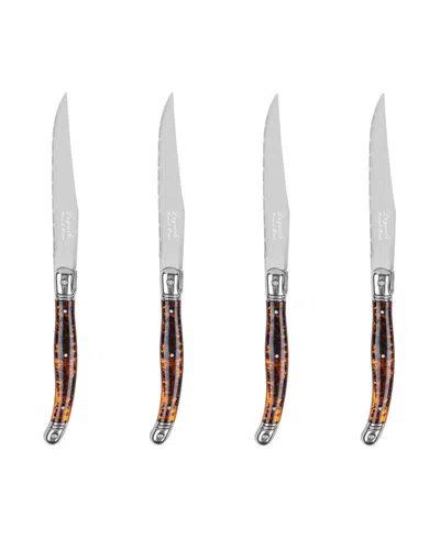 French Home Laguiole Connoisseur 4-piece Steak Knife Set With Tortoise Handles In Tortoise Shell