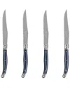 French Home Set Of 4 Laguiole Connoisseur Steak Knives In Blue