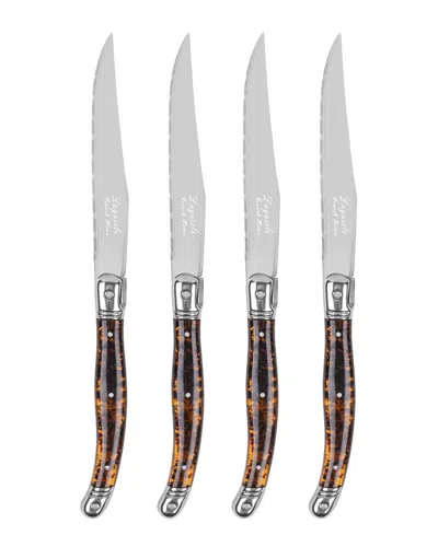 French Home Laguiole Connoisseur 4pc Steak Knife Set In Brown