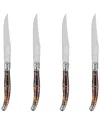 French Home Set Of 4 Laguiole Connoisseur Steak Knives In Brown