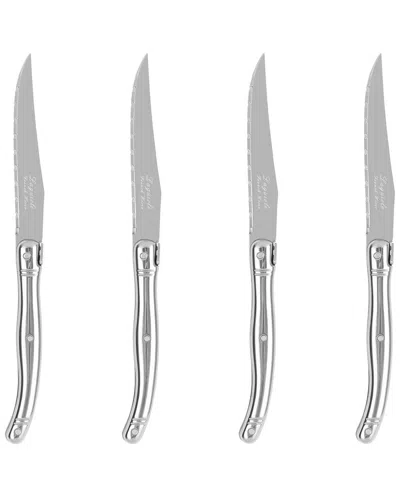French Home Laguiole Connoisseur 4-piece Steak Knife Set With Handles In Silver