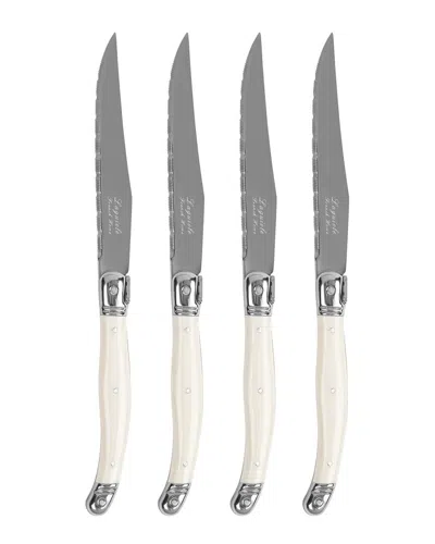 French Home Laguiole Connoisseur 4pc Steak Knife Set In White